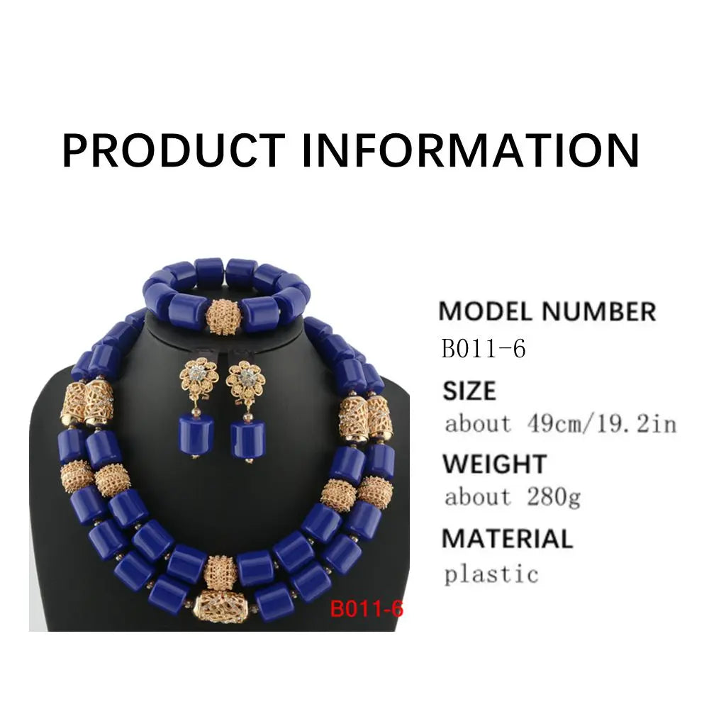 Kavari Royale African Beads Jewelry Set – Women’s Crystal Necklace & Earrings Bridal Wedding Jewelry (Nigerian & Indian Style)