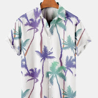 Kavari Royale Men’s Hawaiian Beach Shirt – Coconut Tree Print Short Sleeve Casual Polo Top