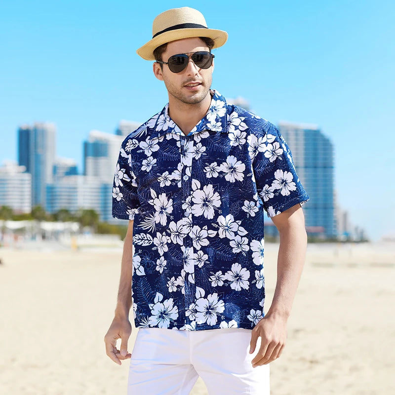 Kavari Royale Men’s Hawaiian Shirt – Casual Colorful Printed Beach Aloha Short Sleeve Plus Size (Up to 5XL)