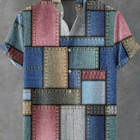 Kavari Royale Men’s Artistic Print Linen Shirt – Casual Short Sleeve Minimal Pattern Top | Fast Delivery