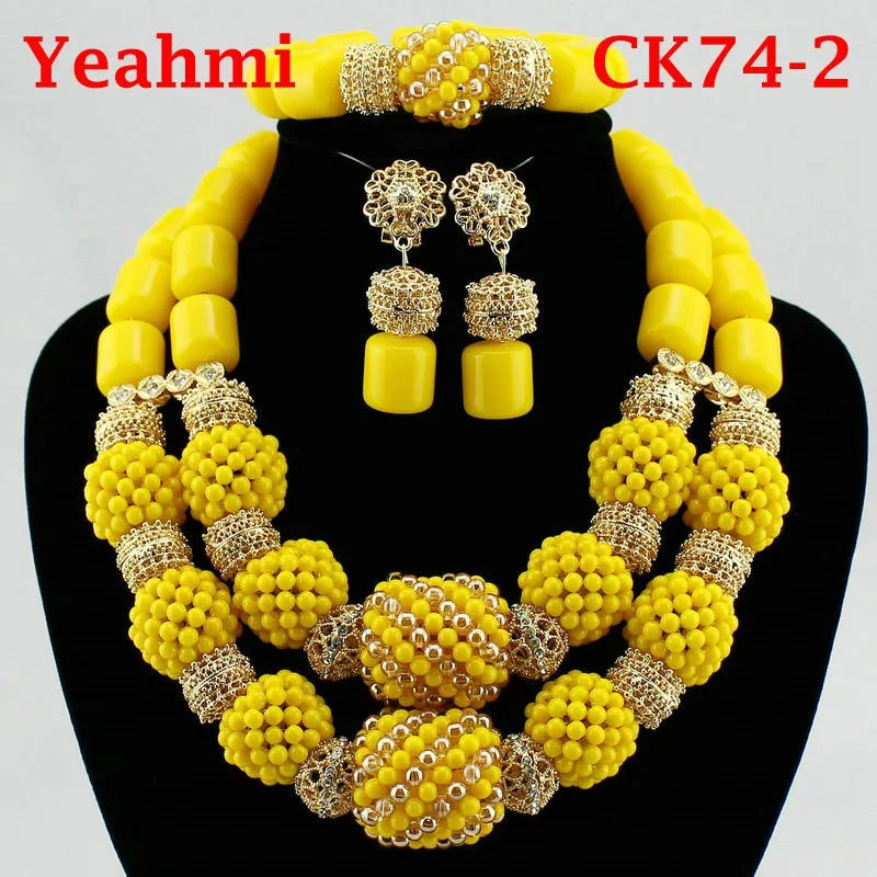 Kavari Royale African Beads Jewelry Set – Women’s Crystal Necklace & Earrings Bridal Wedding Jewelry (Nigerian & Indian Style)
