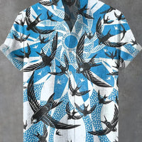 Kavari Royale Wave Linen Shirt – Men’s Short Sleeve Summer Beach Style Casual Wear