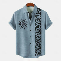 Kavari Royale Men’s Linen Ethnic 3D Printed Shirt – Hawaiian Casual Vacation Short Sleeve Lapel Pocket Shirt