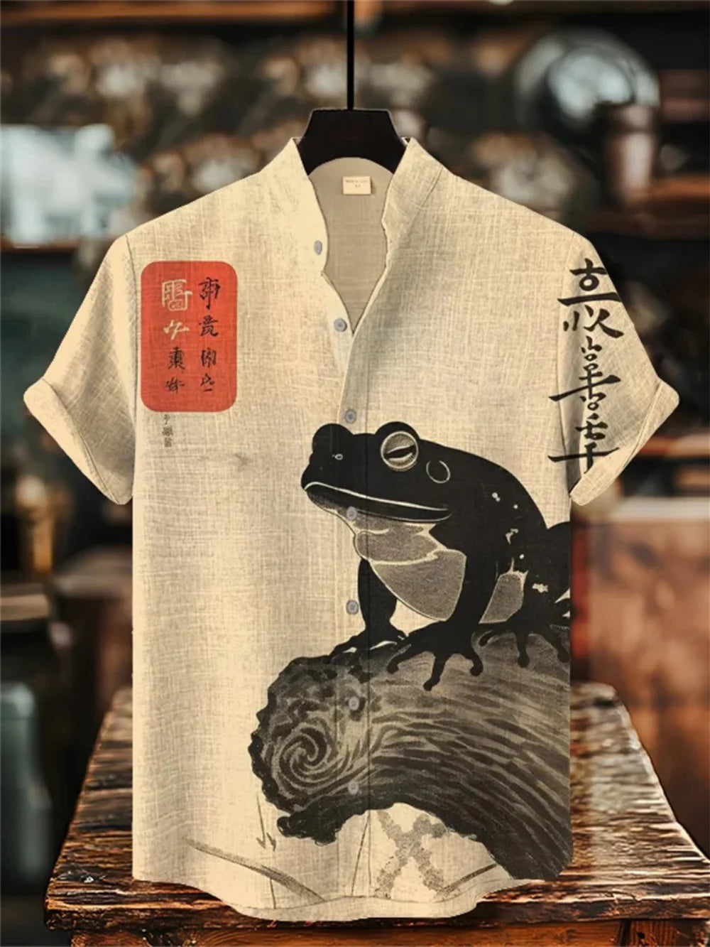 Kavari Royale Stand Collar Linen Shirt – Men’s Short Sleeve Summer Wear