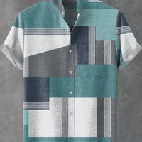 Kavari Royale Men’s Artistic Print Linen Shirt – Casual Short Sleeve Minimal Pattern Top | Fast Delivery