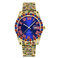 Men’s Hip Hop Diamond Watch | Full Color Quartz Stainless Steel Date Watch