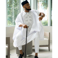 Kavari Royale White Agbada Set | African Men’s Wedding Outfit