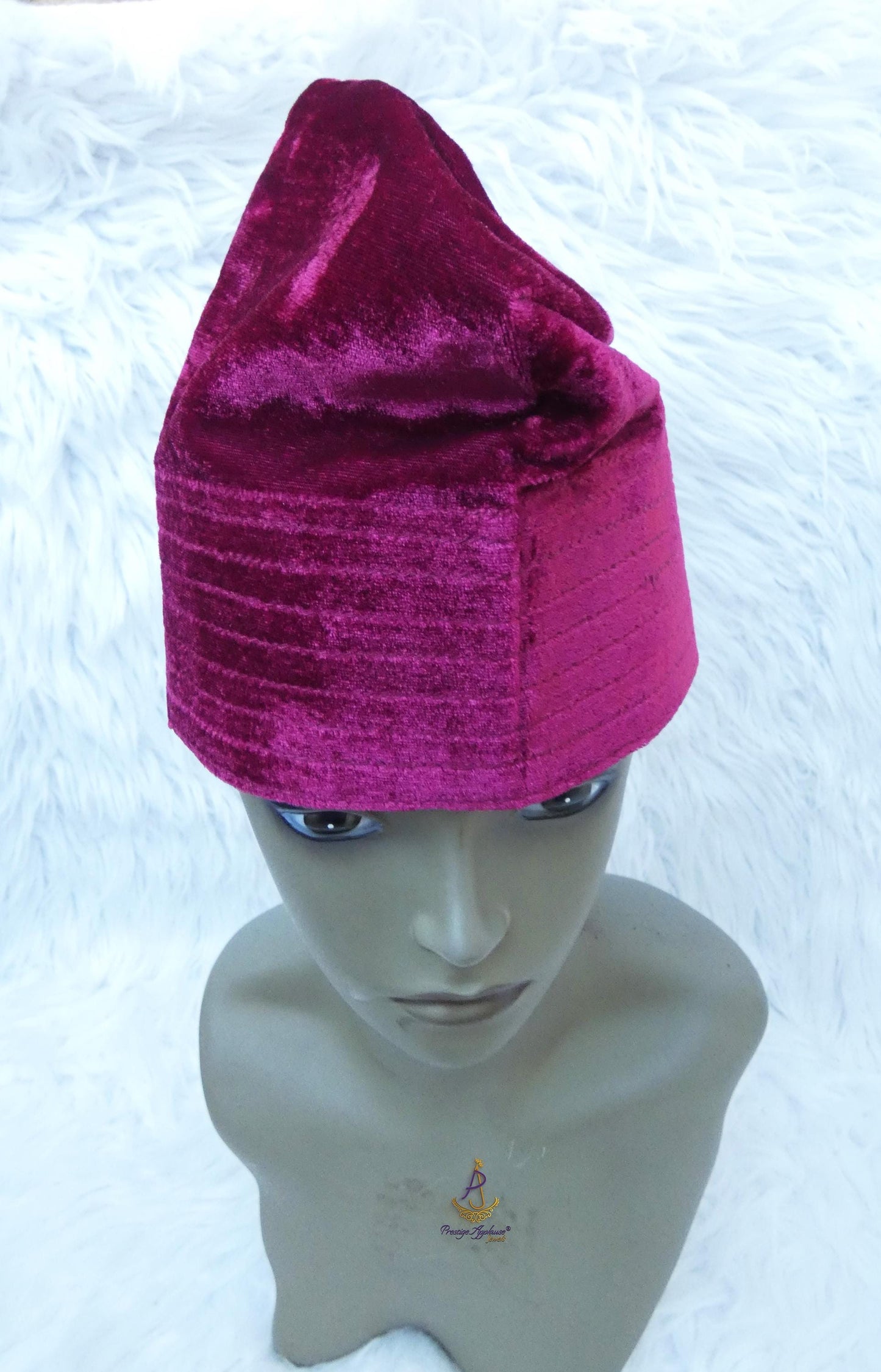 Kavari Royale Velvet Fila Cap for Men – Nigerian Yoruba Igbo Edo Traditional Hat (Black, Red & Maroon) Party Wear