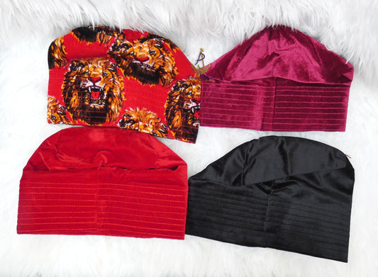 Kavari Royale Velvet Fila Cap for Men – Nigerian Yoruba Igbo Edo Traditional Hat (Black, Red & Maroon) Party Wear