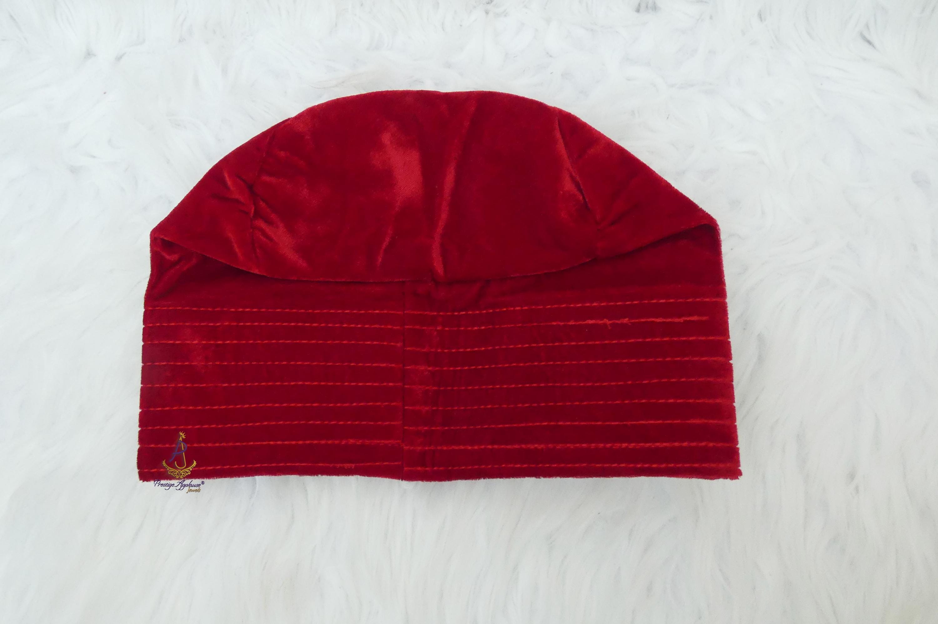 Kavari Royale Velvet Fila Cap for Men – Nigerian Yoruba Igbo Edo Traditional Hat (Black, Red & Maroon) Party Wear