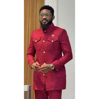 Kavari Royale Ankara Men’s Suit | Handmade Embroidered Wedding Outfit