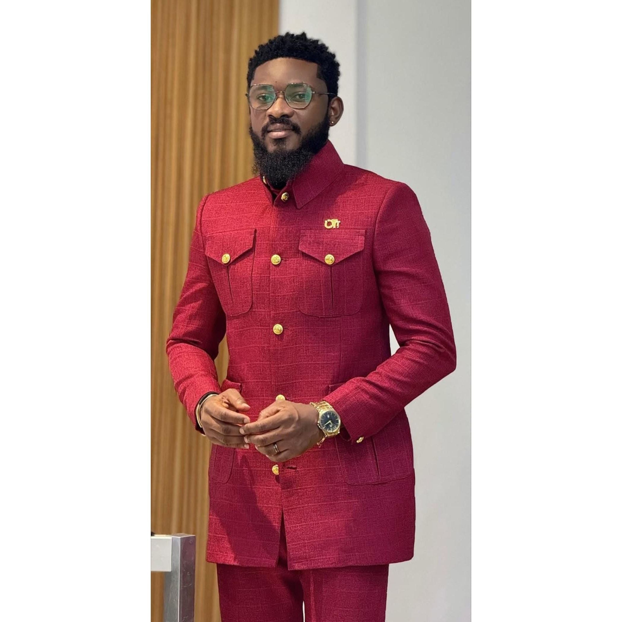 Kavari Royale Ankara Men’s Suit | Handmade Embroidered Wedding Outfit