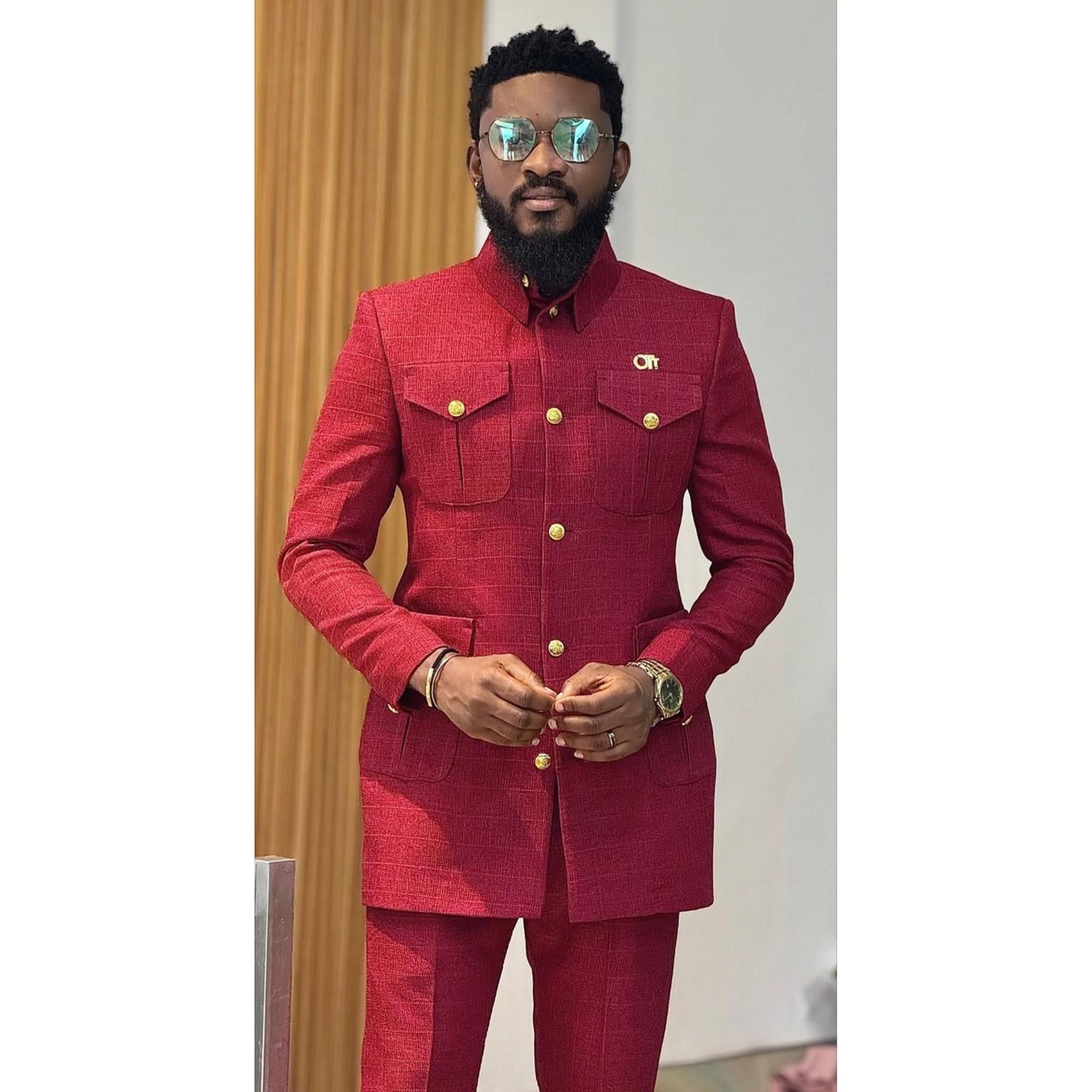 Kavari Royale Ankara Men’s Suit | Handmade Embroidered Wedding Outfit