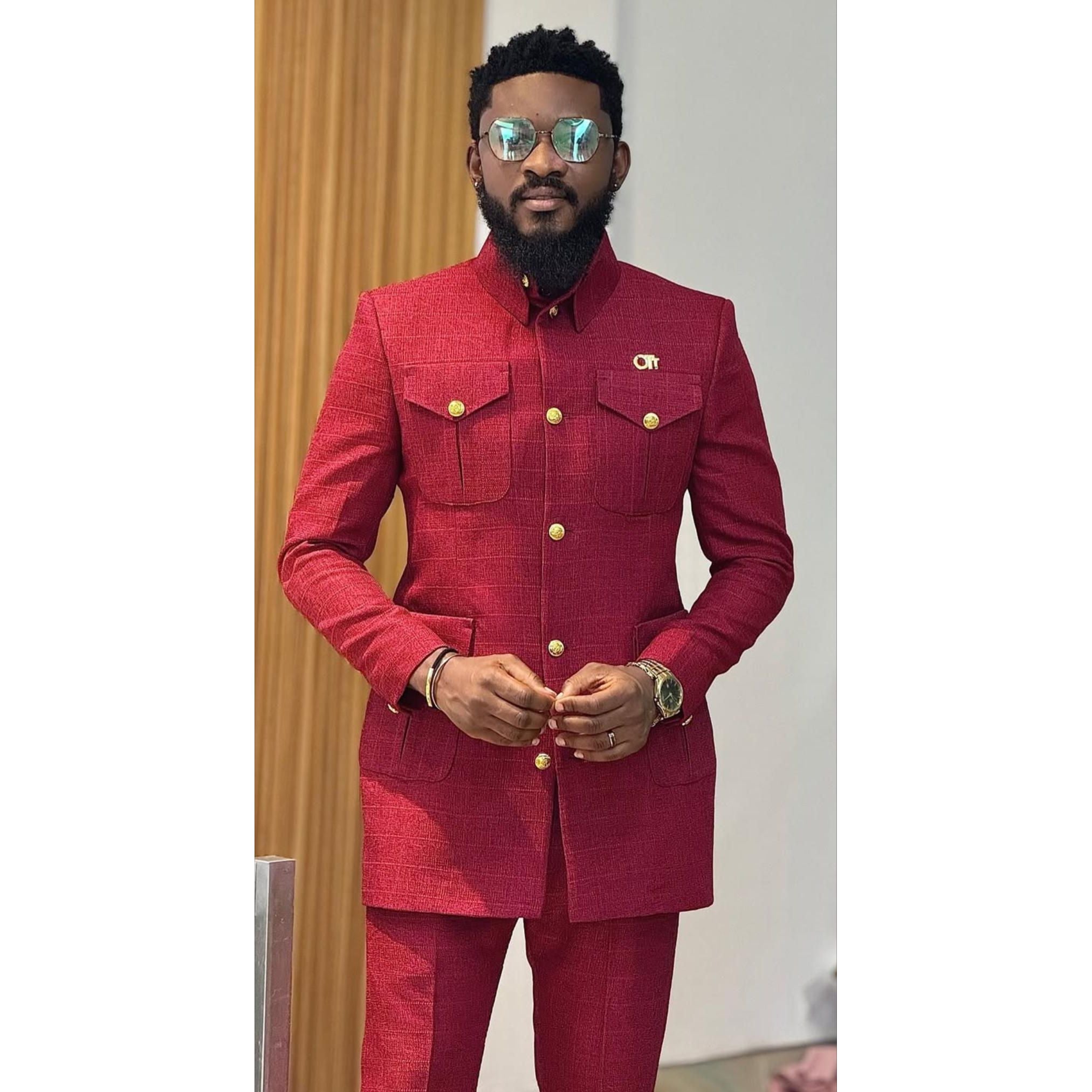 Kavari Royale Ankara Men’s Suit | Handmade Embroidered Wedding Outfit
