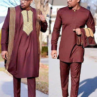 Kavari Royale African Agbada Set | 3-Piece Cotton Traditional Groom Suit