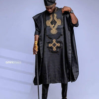 Kavari Royale Handmade African Agbada 3-Piece Set – Men’s Wedding Groom Suit Traditional Outfit