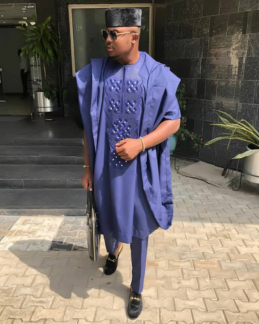 Kavari Royale Atelier Men’s Agbada – African Wedding Suit Traditional Men’s Clothing 3-Piece Outfit