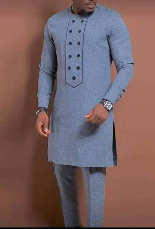 Kavari Royale Atelier Bespoke African Men’s Suit – Cotton Senator Wear Traditional Outfit