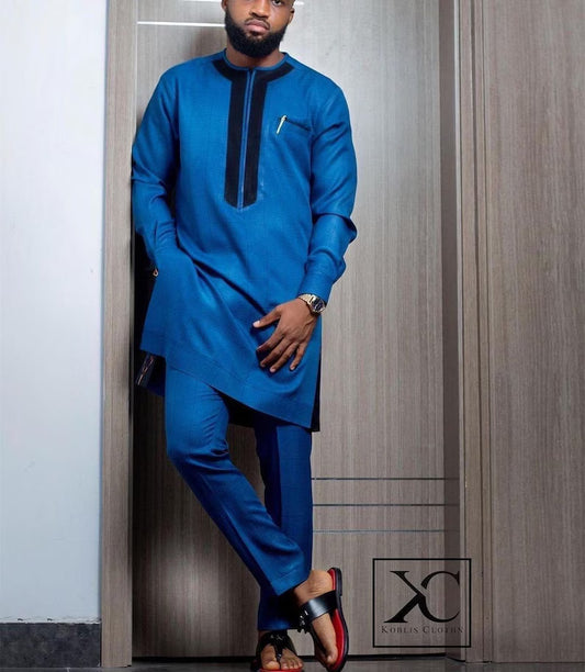 Kavari Royale Handcrafted Men’s Agbada Kaftan – African Senator Suit & Groomsmen Wedding Attire