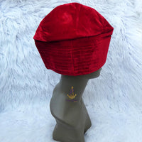 Kavari Royale Velvet Fila Cap for Men – Nigerian Yoruba Igbo Edo Traditional Hat (Black, Red & Maroon) Party Wear