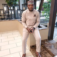 Kavari Royale Atelier Brown Tailored African Suit – Men’s Kaftan, Dashiki & Senator Wear Traditional Outfit
