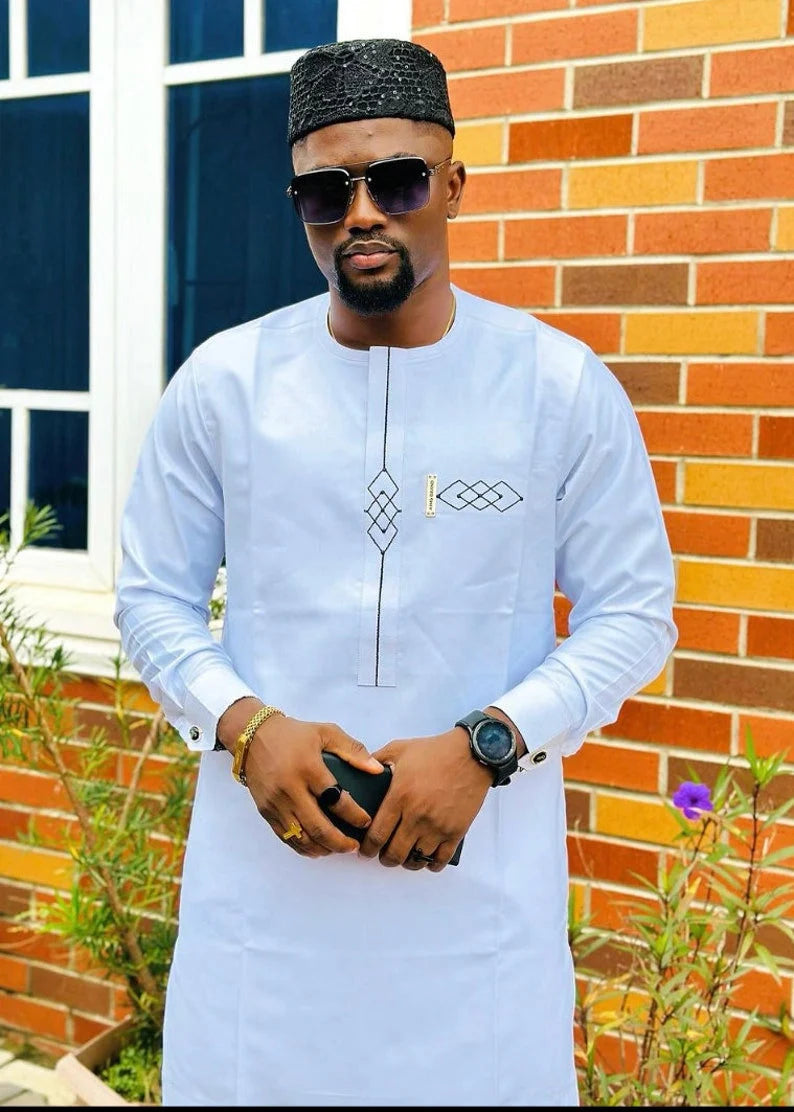 Kavari Royale Atelier Men’s Handmade Kaftan Suit – African Wedding Wear Traditional Outfit