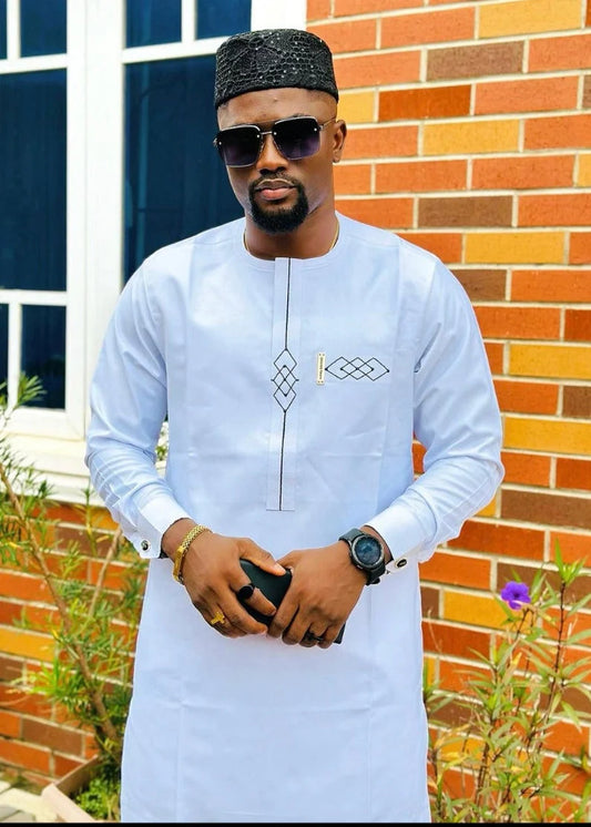 Kavari Royale Atelier Men’s Handmade Kaftan Suit – African Wedding Wear Traditional Outfit