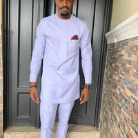 Kavari Royale Atelier White Tailored African Suit – Men’s Kaftan, Dashiki & Senator Wear Traditional Outfit